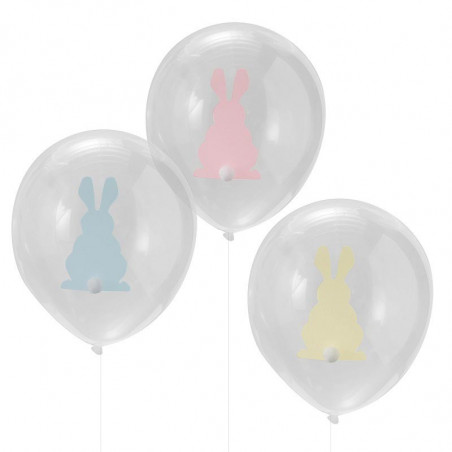 Ballons latex Transparent Queue de Lapin - Décoration de fête