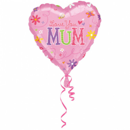Ballon Coeur Love You Mum Fête des mères