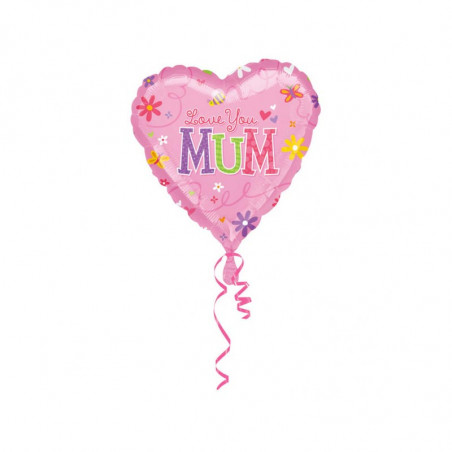 Ballon Coeur Love You Mum Fête des mères