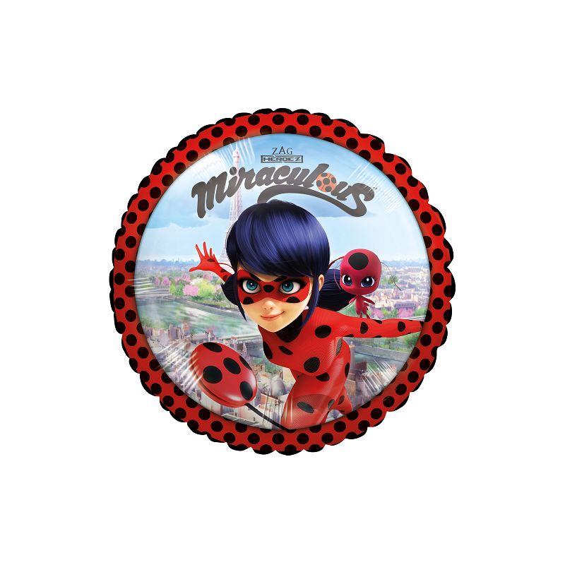 ballon alu thème ladybug miraculous coccinelle rouge et noir