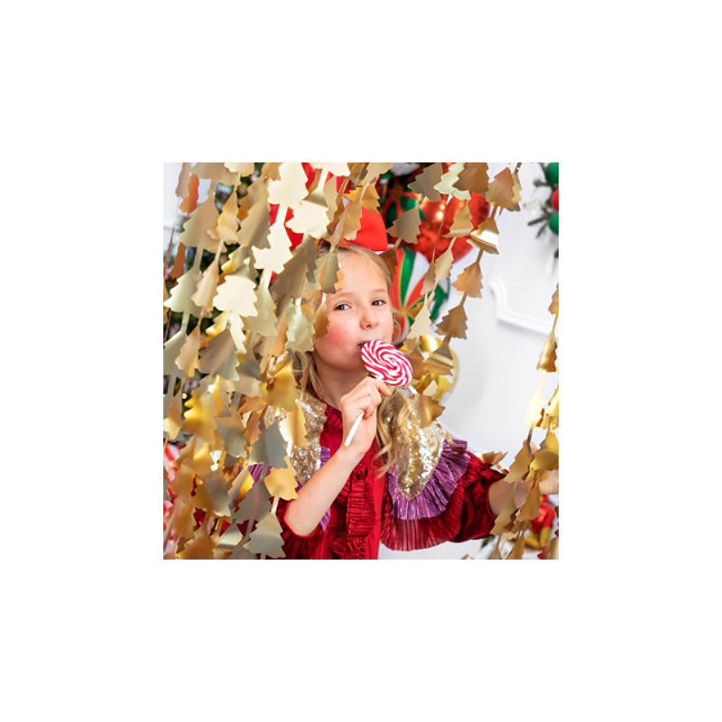 rideau à franges motifs sapin doré chromé