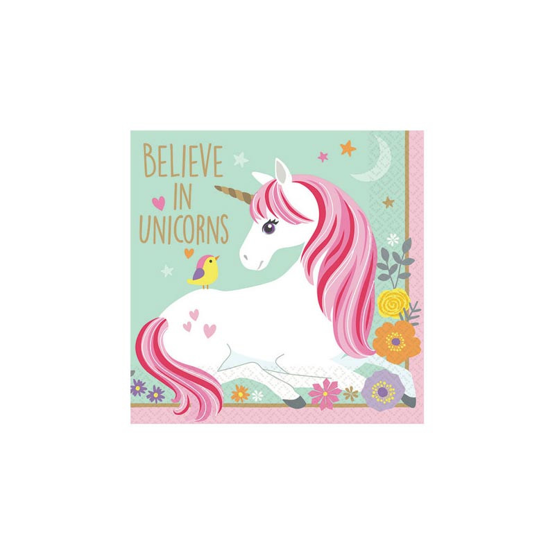 Serviettes Papier Theme Anniversaire Licorne Pastel