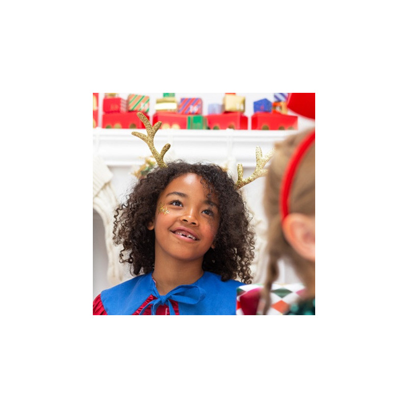 Serre-Tête Renne Doré Glitter Tissu