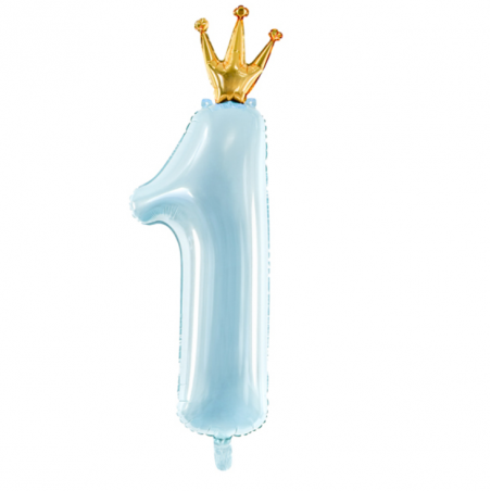 Ballon Chiffre Géant Alu Bleu Pastel Prince 1 An Fête d'Anniversaire enfant