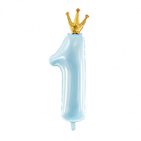 Ballon Chiffre Géant Alu Bleu Pastel Prince 1 An Fête d'Anniversaire enfant