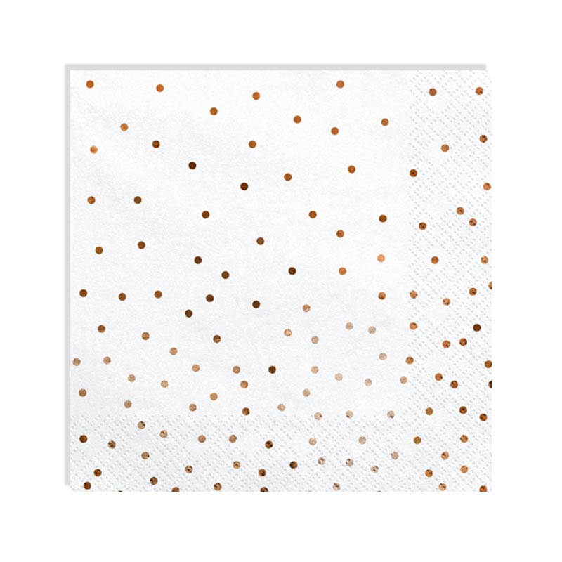 Grandes serviettes A Pois Rose Gold / Rose Cuivré en Papier Premium