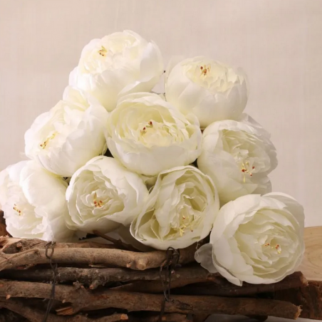 Gros bouquet de Pivoines blanches Fleurs Artificielles Premium