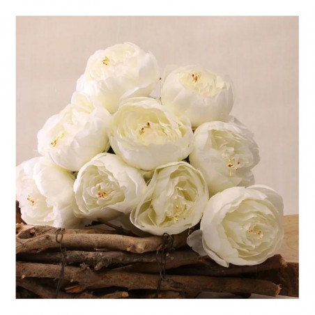 Gros bouquet de Pivoines blanches Fleurs Artificielles Premium