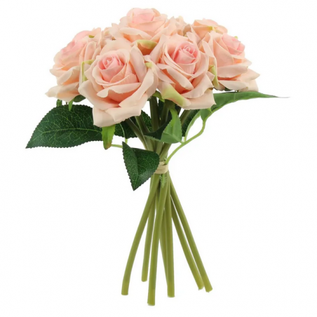 Gros bouquet de roses pêche Fleurs Artificielles Premium