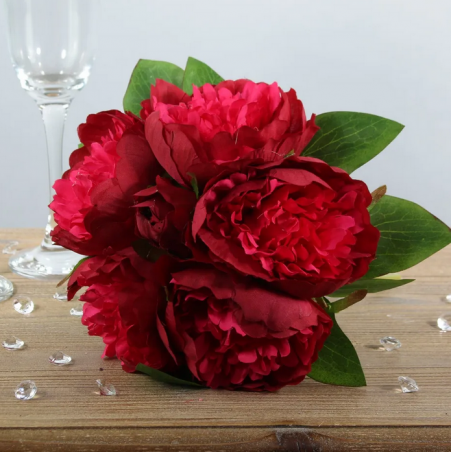 Petit bouquet de Pivoines Rouge Fleurs Artificielles Premium