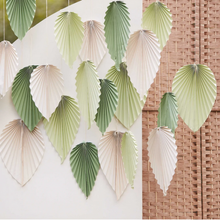 Décorations feuilles éventails en papier