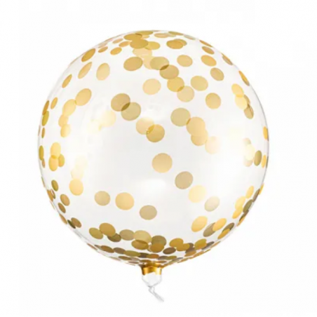 Ballon cristal garni de confettis dorés