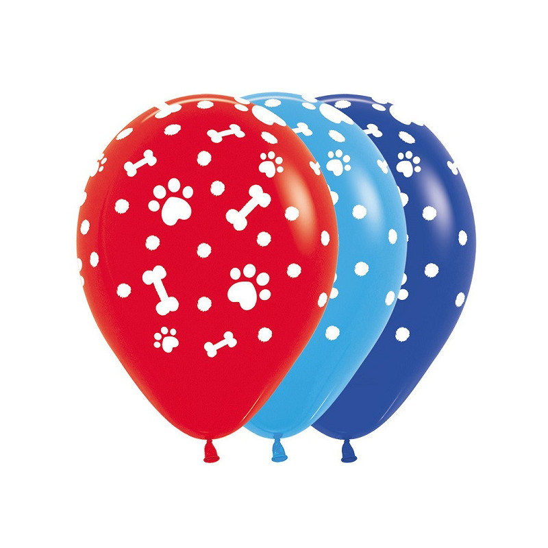 Ballons rouge bleu et bleu foncé motif patte Pat Patrouille Anniversaire