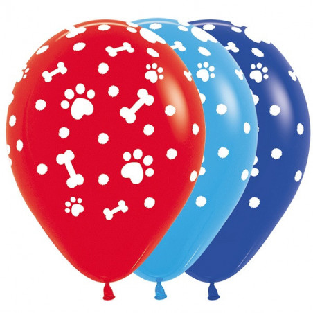 Ballons rouge bleu et bleu foncé motif patte Pat Patrouille Anniversaire