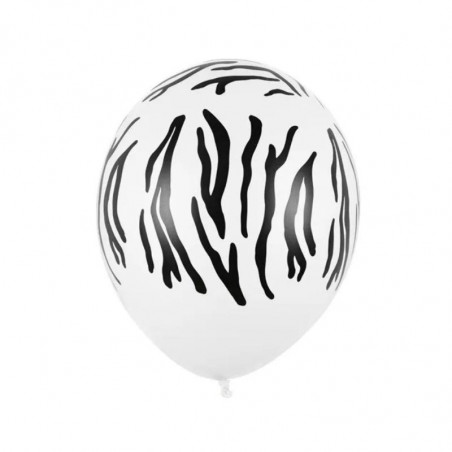 Ballons latex motif zèbre blanc et noir - décoration jungle