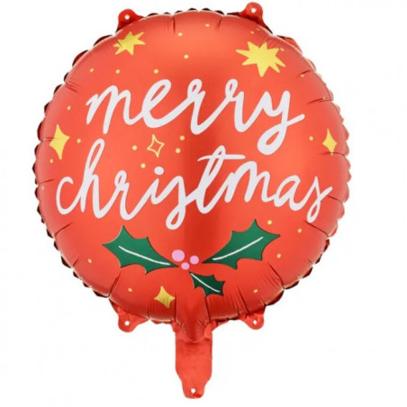 Ballon rond Merry Christmas rouge - Collection Noël Premium