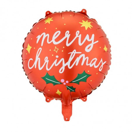 Ballon rond Merry Christmas rouge - Collection Noël Premium