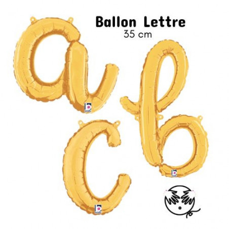 Ballon lettre manuscrite en alu doré