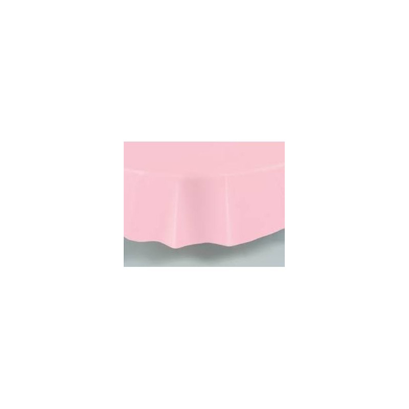 nappe plastique rose uni lavable pour fête pour une table ronde