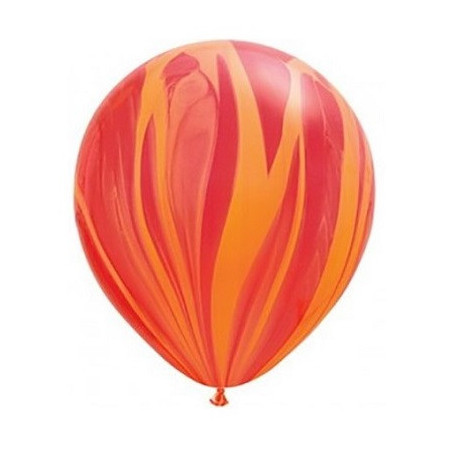 Ballons latex marbrés rouge et orange