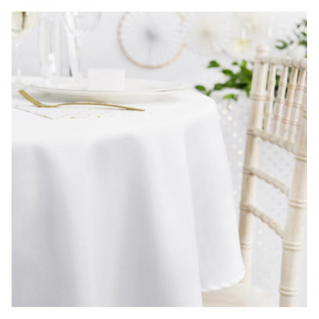 Nappe ronde en tissu premium blanc mat - résistant aux tâches