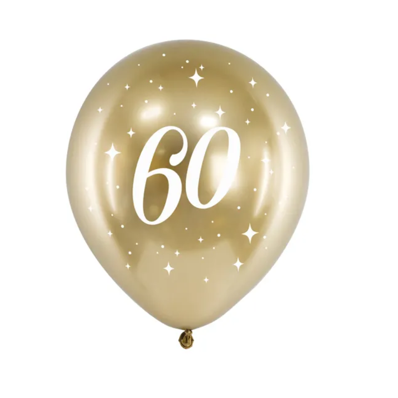 Ballons latex doré chromé 60 ans anniversaire