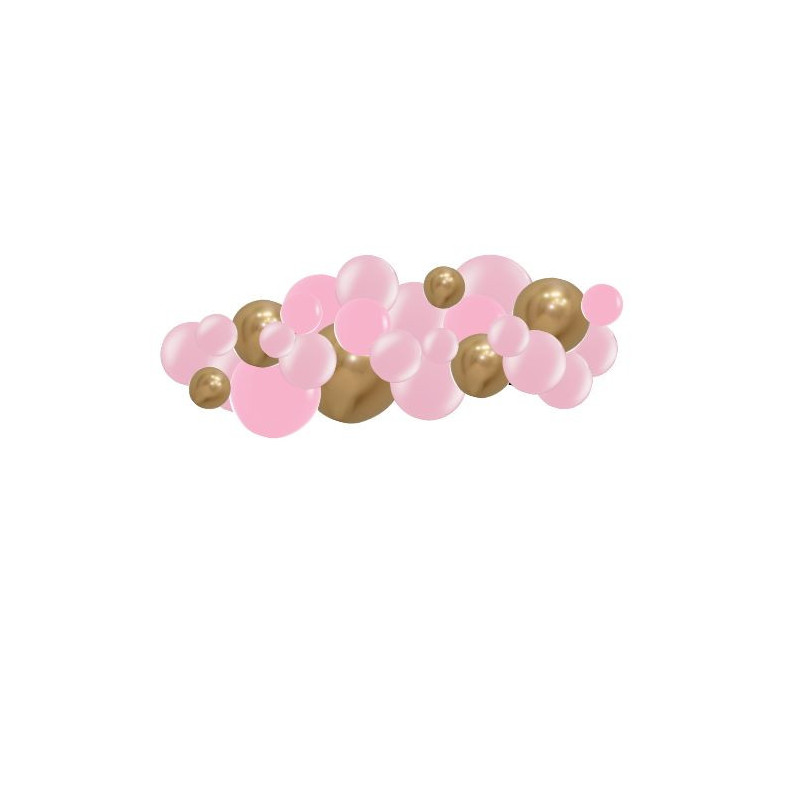 Kit Guirlande de Ballons Organiques Rose et Doré Chromé