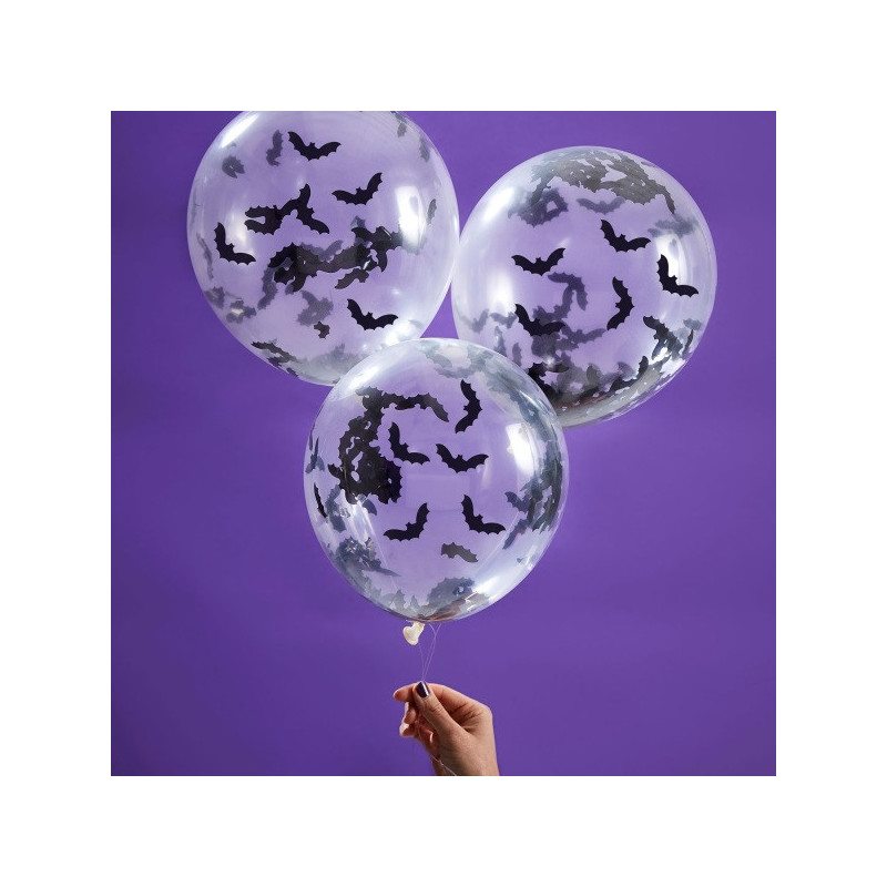ballons confettis garnis chauves-souris noires