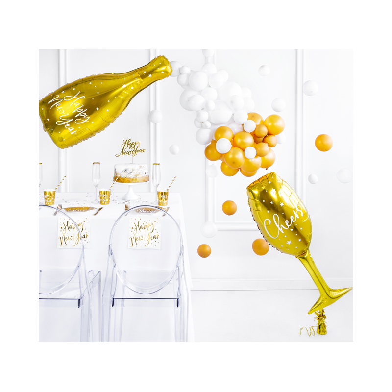 Serviettes en papier "Happy New Year" Nouvel An Doré Brillant