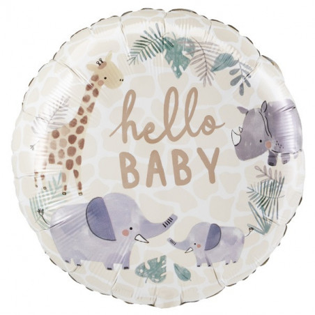 Ballon rond jungle Hello Baby Beige