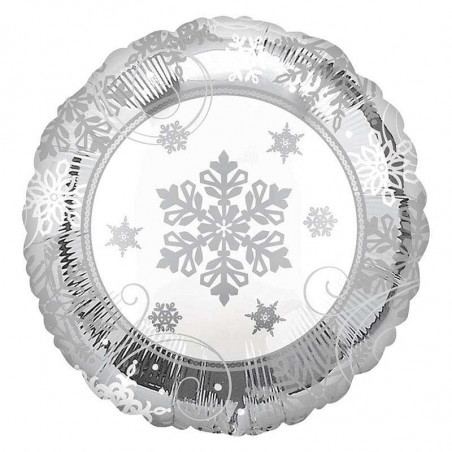 Ballon Rond Flocon de Neige Argent