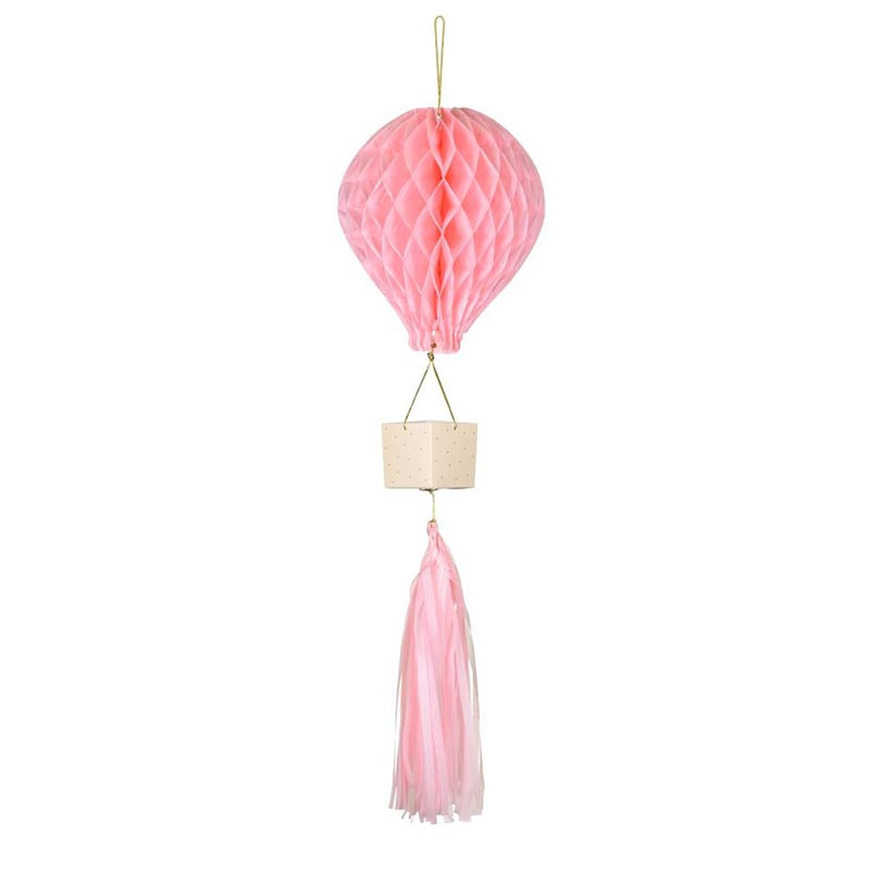 Grande Montgolfière Alvéolée Rose Décoration Baby Shower et Baptême