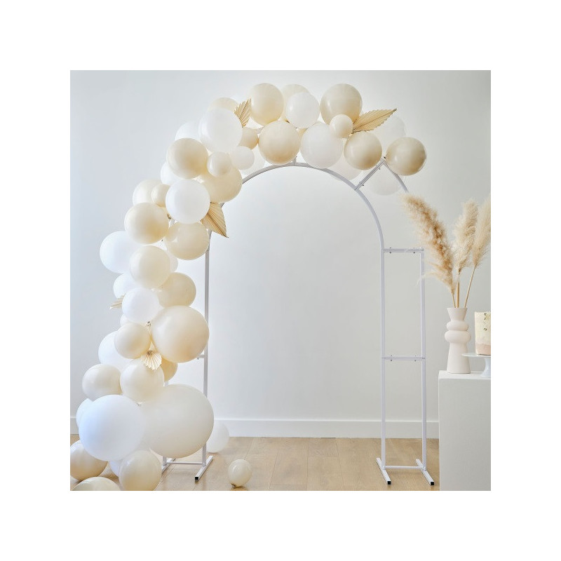 Backdrop Structure Arche Métal Blanc avec ballons organiques