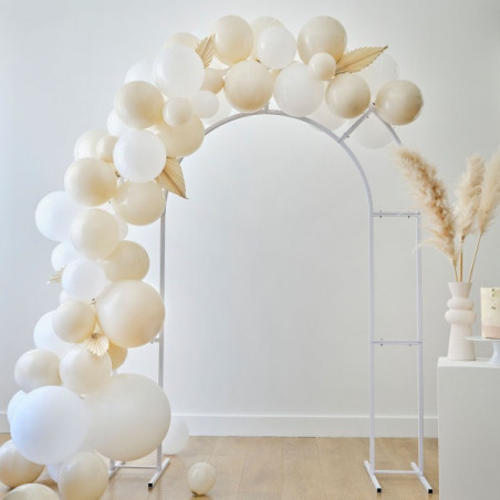 Backdrop Structure Arche Métal Blanc avec ballons organiques