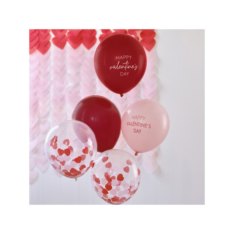 Bouquet de Ballons Latex Saint Valentin à gonfler à l'hélium