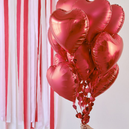 Bouquet de 12 Ballons Coeur Mylar Saint Valentin et Mariage