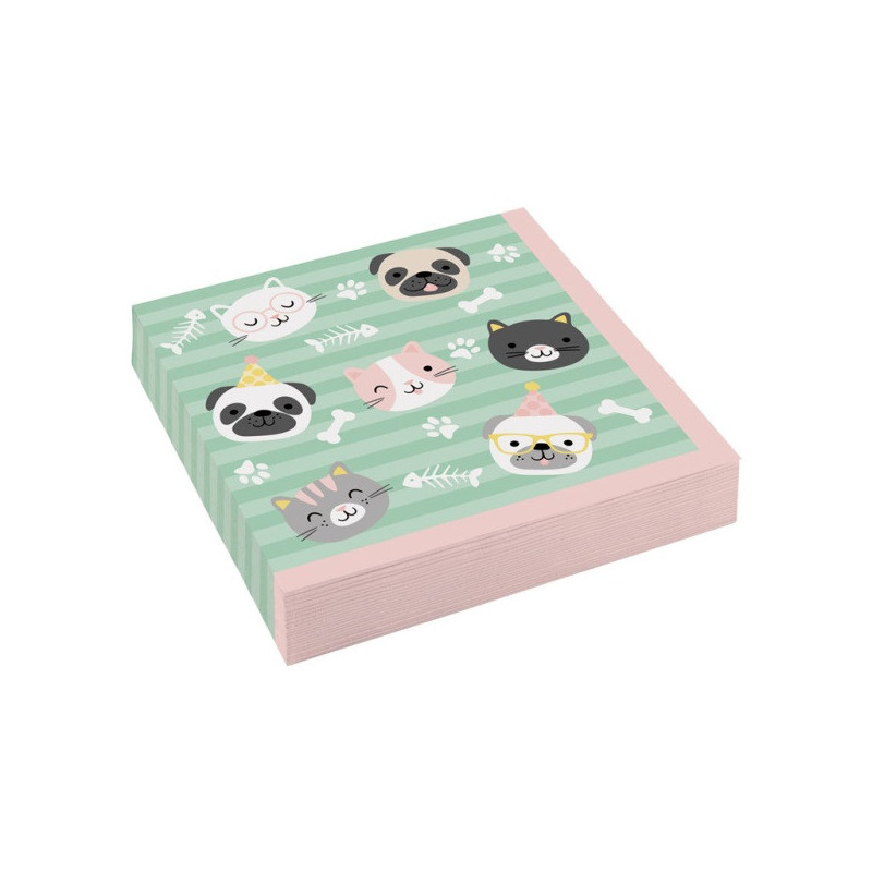 Serviettes en Papier Chiens et Chats