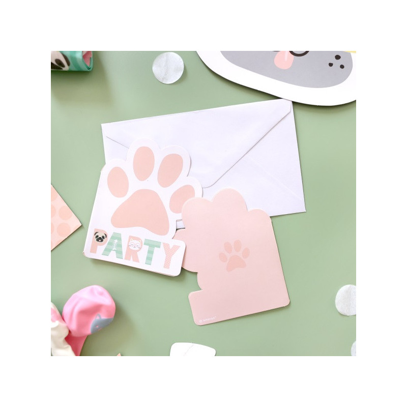 8 Invitations Anniversaire Chiens et Chats