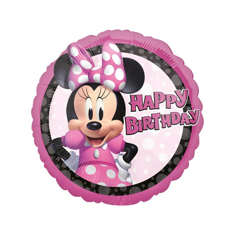 Ballon Rond Minnie Rose Happy Birthday