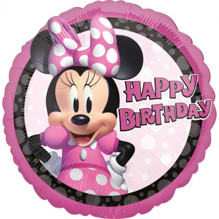 Ballon Rond Minnie Rose Happy Birthday