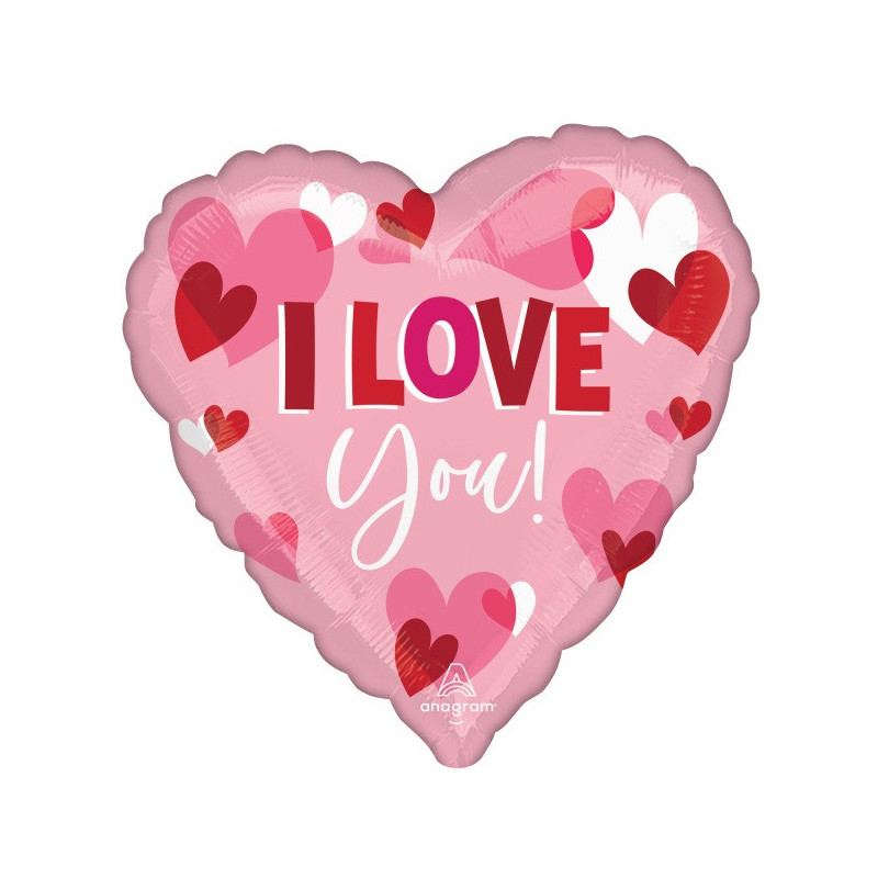 Ballon XL Coeur I love you rose et rouge