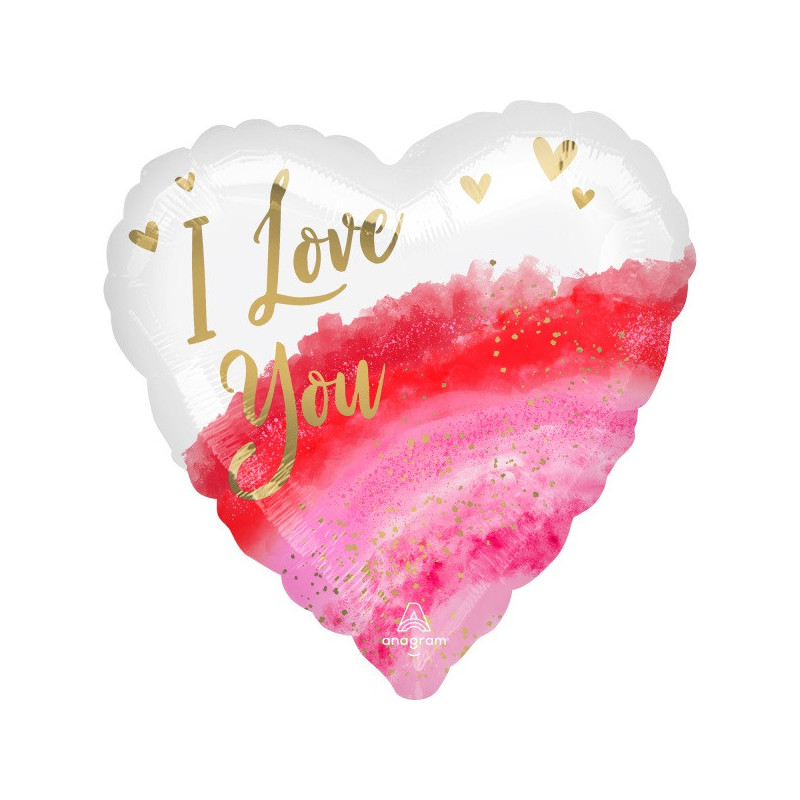 Ballon Coeur I love you aquarelle