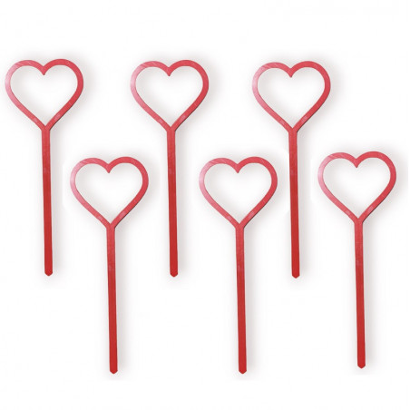 6 Piques Cup Cake Coeur rouge Cake Topper