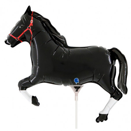 Ballon alu thème Cheval Noir