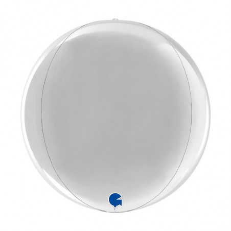 Ballon Miroir Globe 4D Argent Brillant 30 à 40cm