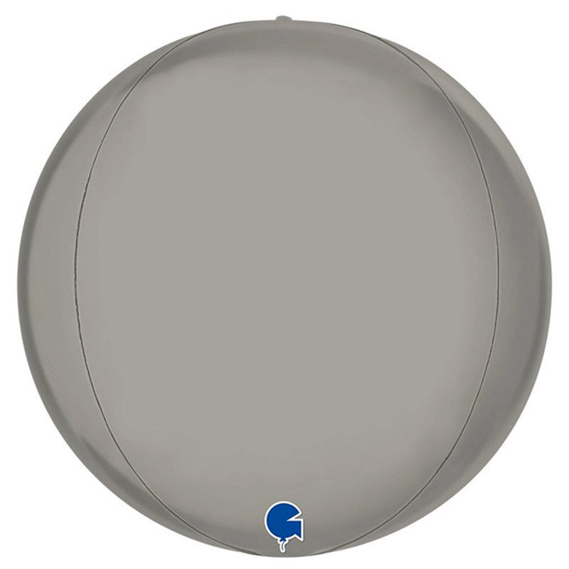 Ballon Miroir Globe 4D Gris Platine Mat 38cm