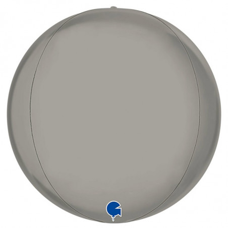 Ballon Miroir Globe 4D Gris Platine Mat 38cm