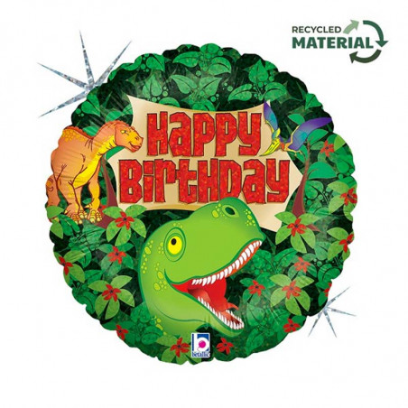 Ballon Alu Rond Anniversaire Dinosaure Holographique