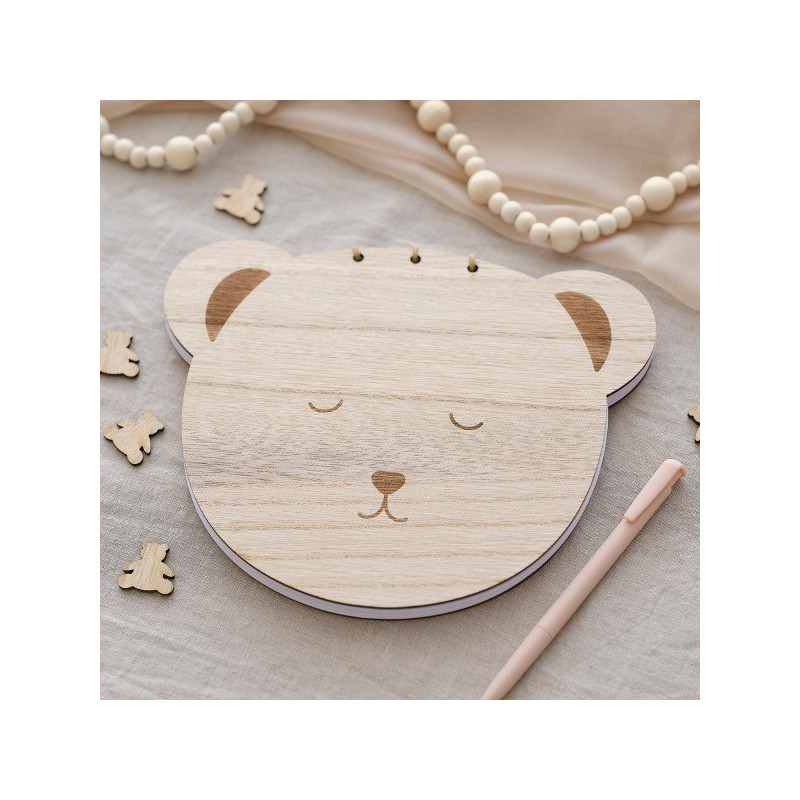 Livre d'or en Bois Ourson Teddy Beige