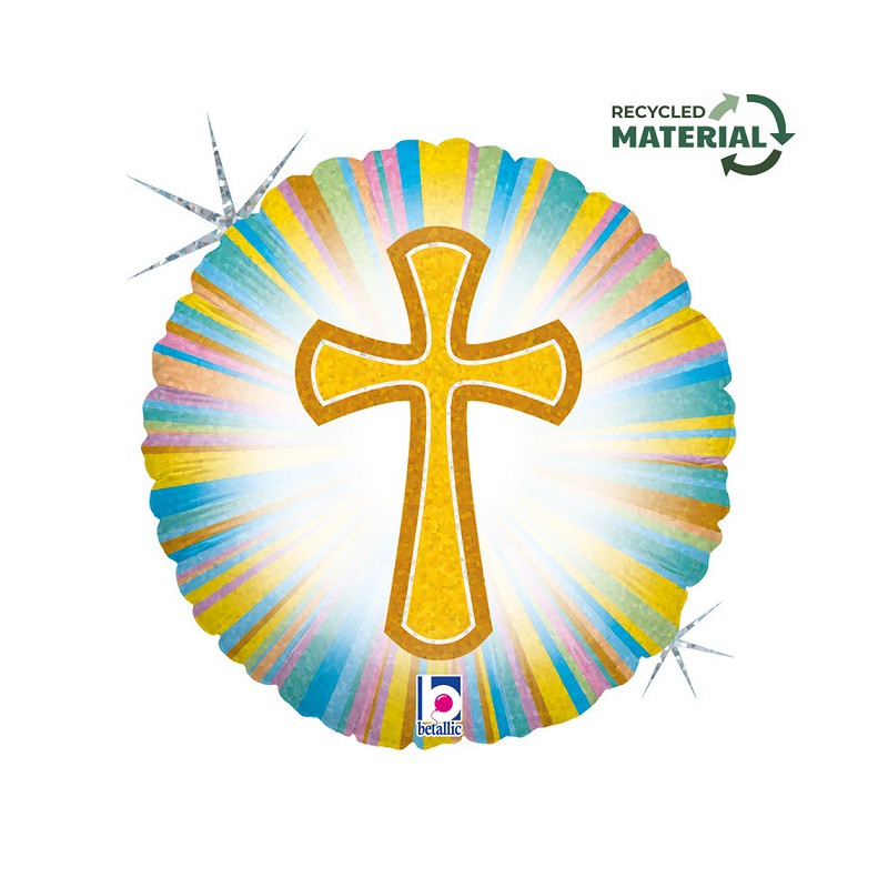 Ballon Alu Rond Croix Pastel